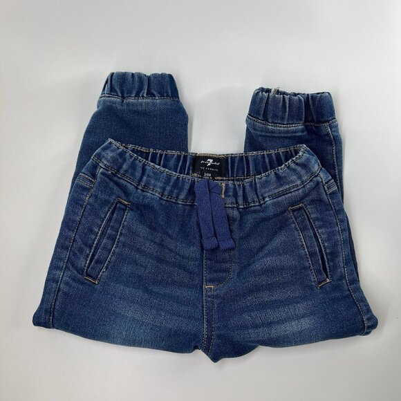 7 For All Mankind Toddler Jeans Cuffed Ankle Pockets Blue Denim 24 Months - Picture 1 of 7